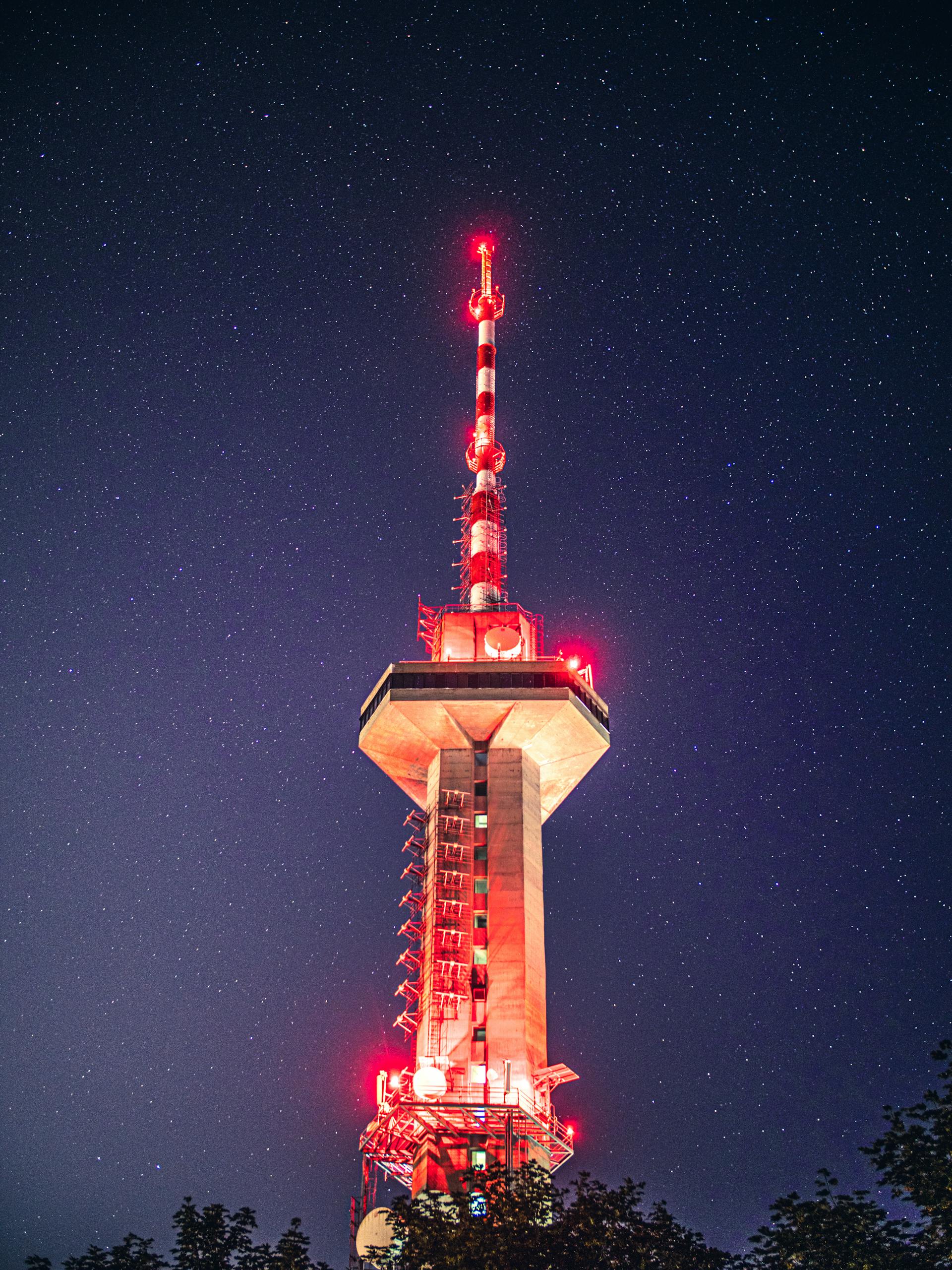 Yerevan TV Tower under a Starry Sky